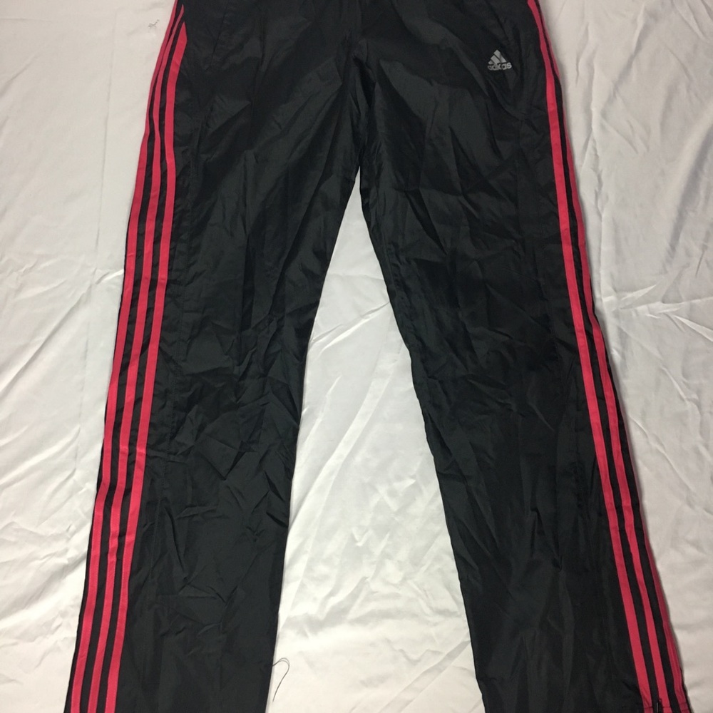 Black with pink stripes adidas pants